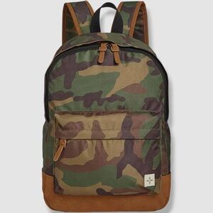 Camouflage Backpack with Brown Details